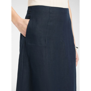 Elena Mirò - Falda en A de lino - Azul