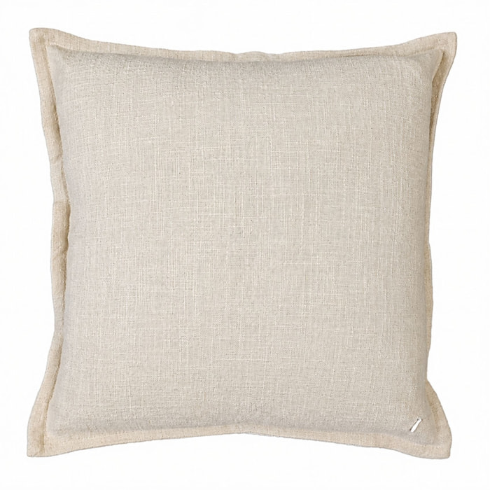 Housse de coussin 100% coton rayures rustiques LOURMARIN - Beige