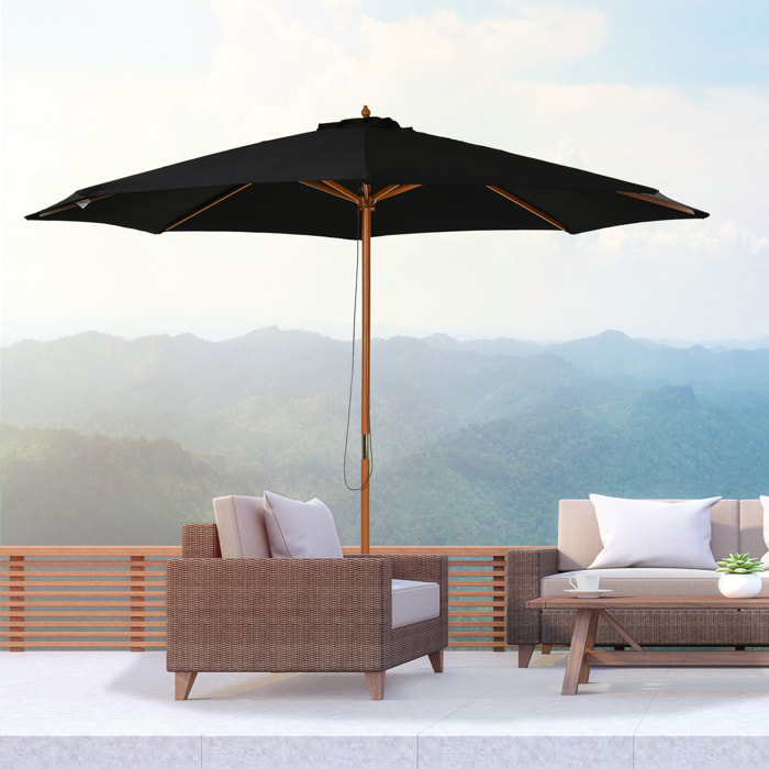 Parasol Ajustable Fácil De Transportar Ø3x2,5m Negro