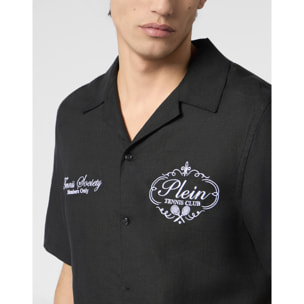 PHILIPP PLEIN Linen Bowling Shirt Tennis Club