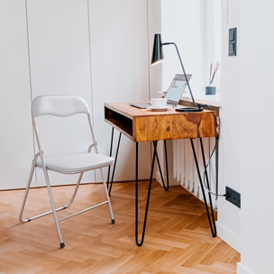 Set da 6 Sedia Pieghevole Slim in Metallo Sedie Salvaspazio Ufficio Casa Campeggio Salotto Cucina Ecopelle Comoda Seduta Imbottita 78x44x44 cm Bianco