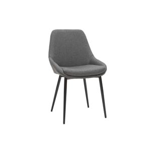 Chaises design en tissu gris et métal noir (lot de 2) HOLO