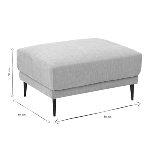 Pouf repose pieds en tissu effet velours taupe et métal noir JERRY