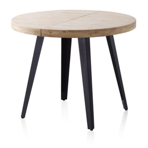 Mesa redonda extensible Berg 120 Negro - Roble