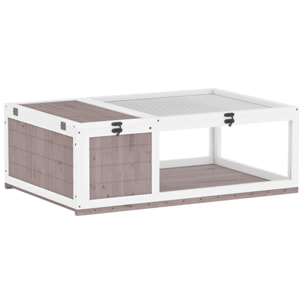 Enclos pour tortue - parc pour tortue - niche, enclos extérieur, toits ouvrants verrouillables - plexiglas métal sapin taupe