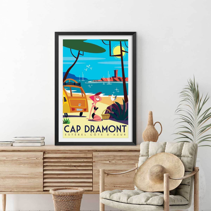 Poster de cap dramont Affiche + cadre en bois - Noir
