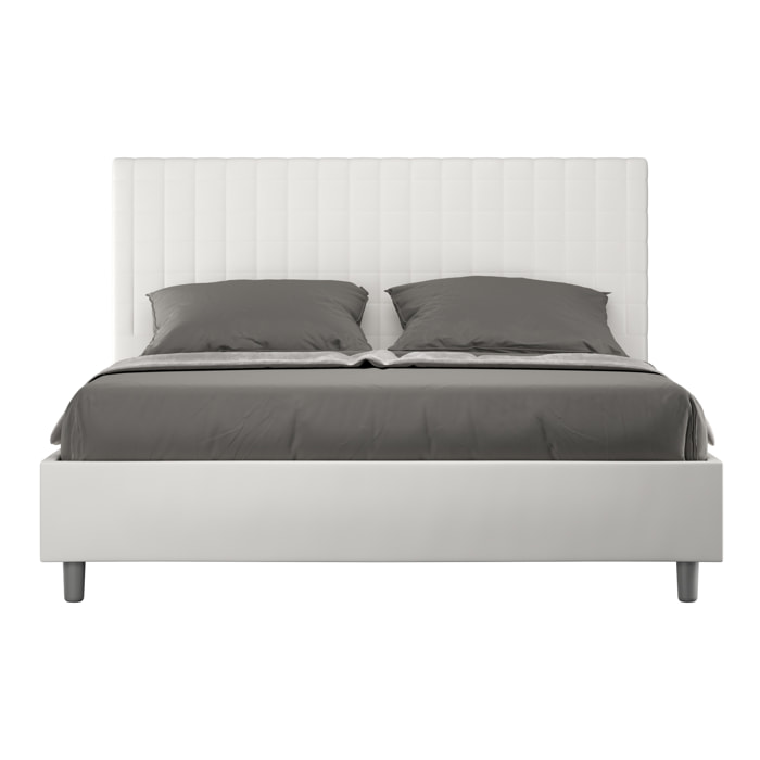 Letto matrimoniale contenitore imbottito 160x210 similpelle bianco Sunny