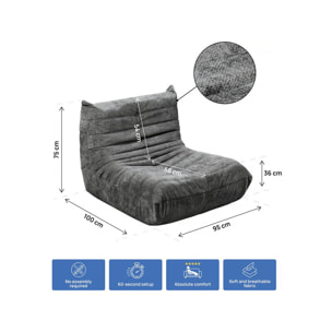 Chauffeuse en tissu texturé "Velasca" - 95 x 100 x 75 cm - Gris