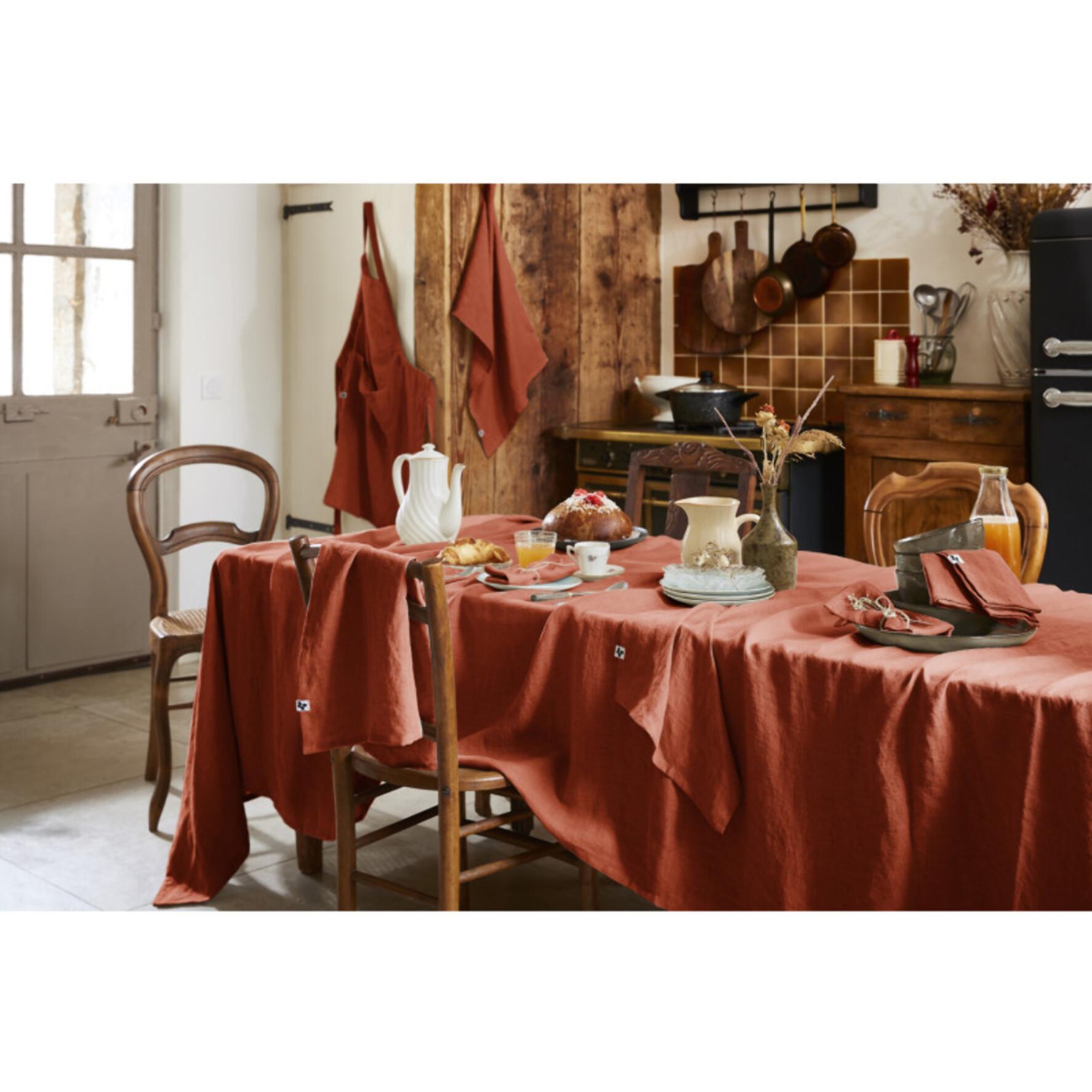 Tablier de Chef ajustable ''Soline'' 70 x 85 cm Lin lavé - Couleur: Soline Paprika