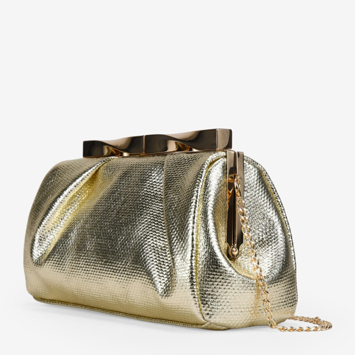 Bolso de fiesta dorado con boquilla
