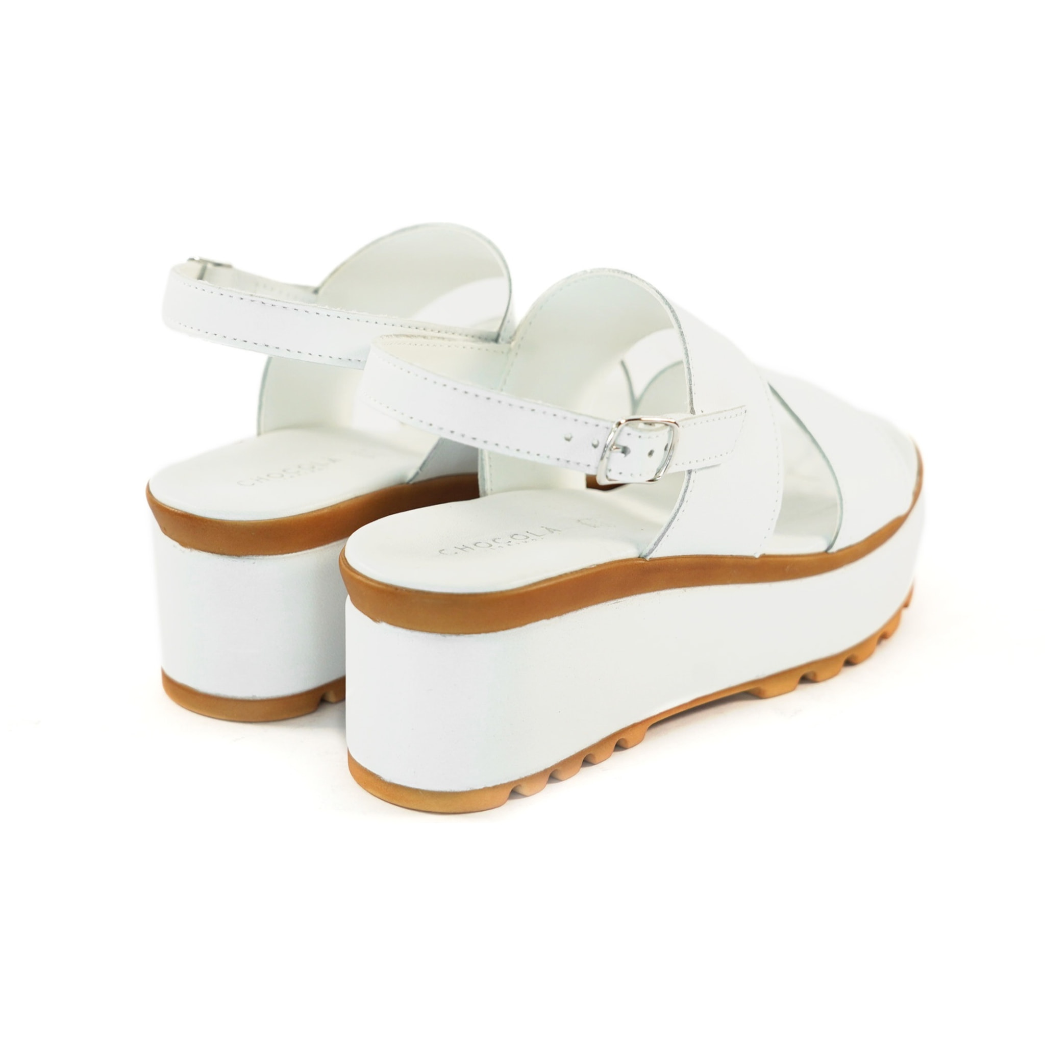 SANDALO DOPPIA FASCIA VERA PELLE BIANCO