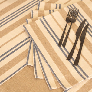 Set de table en coton épais rayures - Bleu Foncé