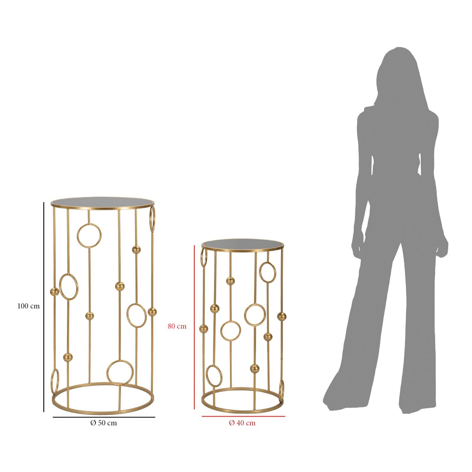 TAVOLINETTO CAGE COPPIA CM Ø 50X100-40X80