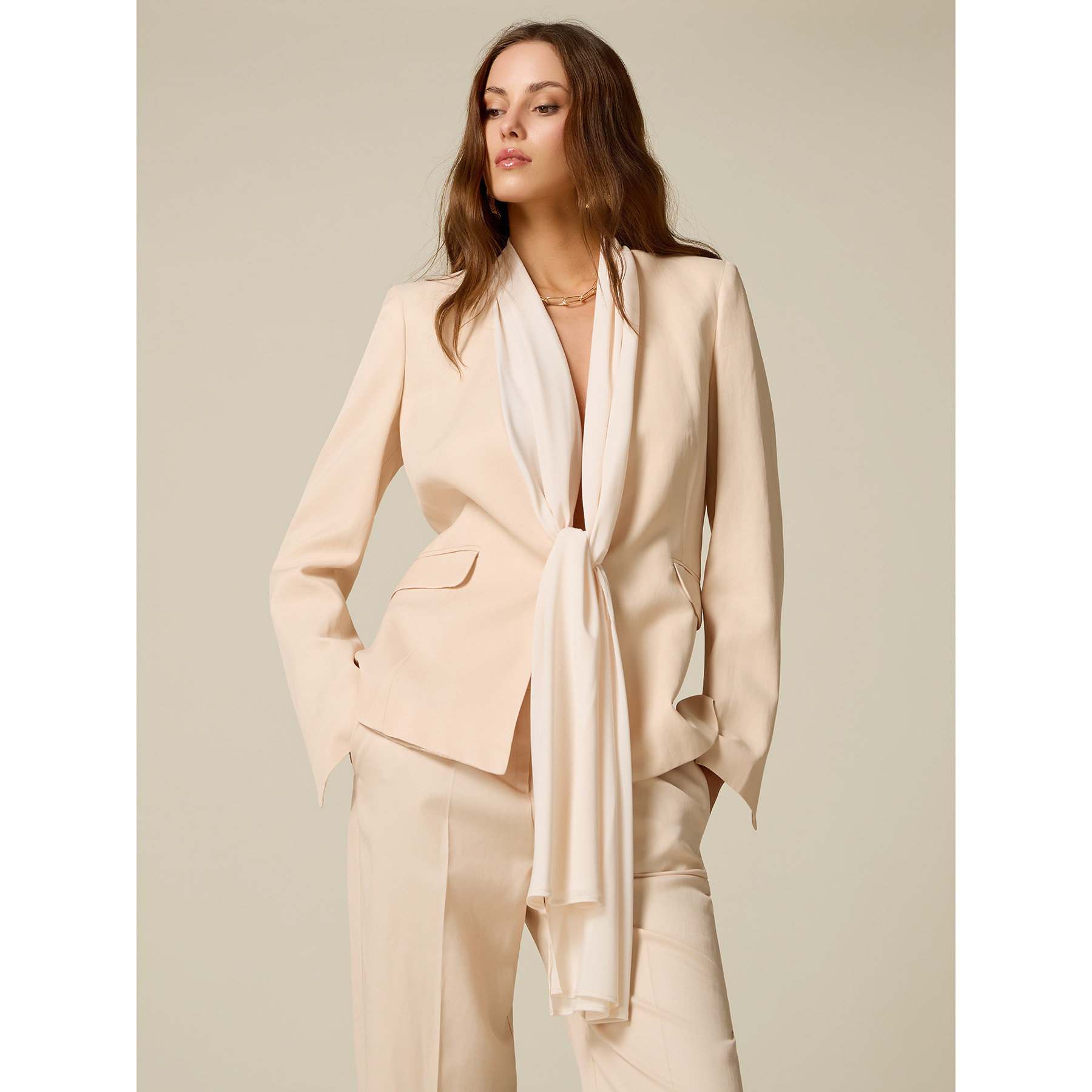 Oltre - Chaqueta con inserto de georgette - Beige