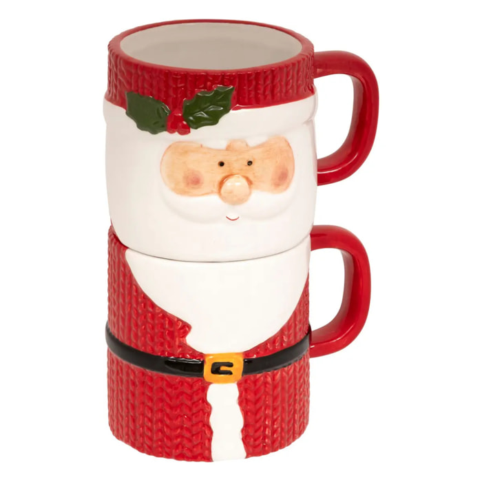 Set de 2mugs empilables Père Noël H.17,6cm céramique