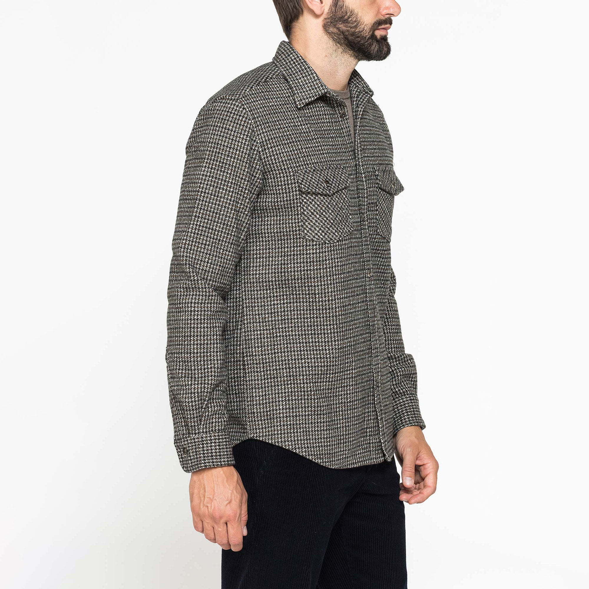 CAMICIA FANTASIA IN FLANELLA PESANTE CON DOPPIO TASCHINO