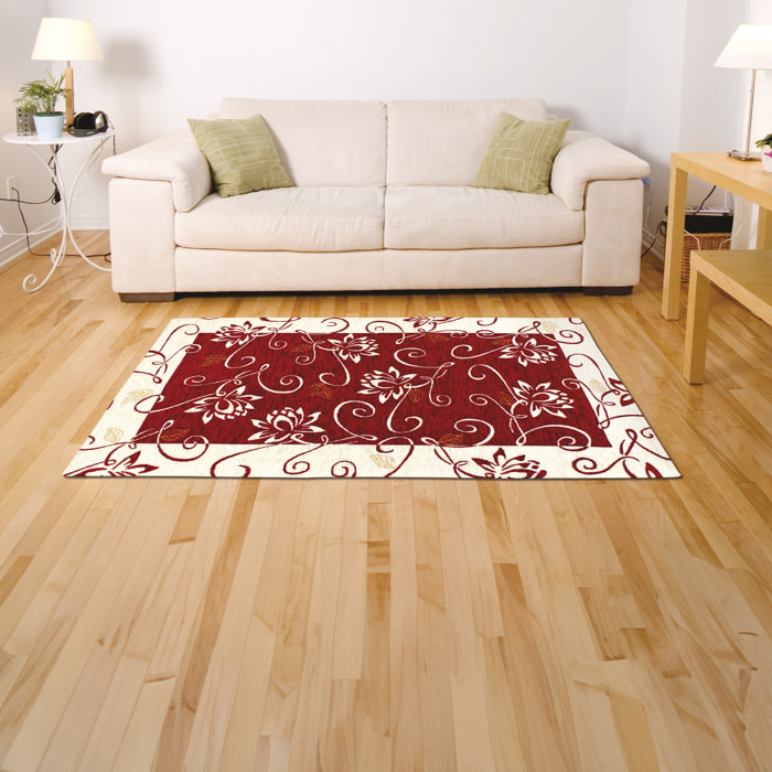 TAPPETO ARREDO DIS.NINFEA COL. BLU MARE 80x150 CM CON ANTISCIVOLO