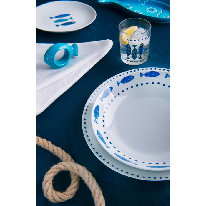 Set 6 Portatovaglioli Excelsa – Ocean, Ceramica Blu