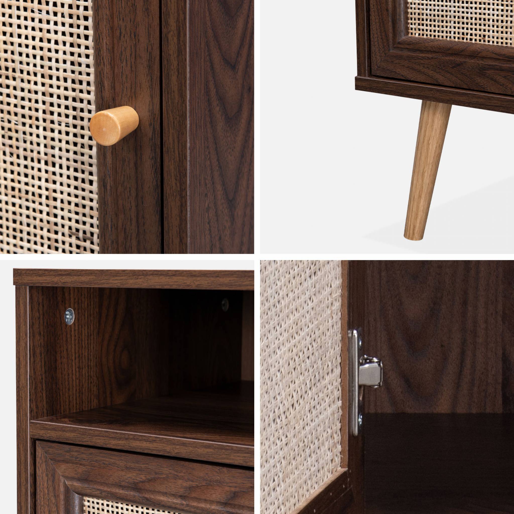 Table de chevet scandinave en cannage 1 porte (lot de 2) BOHÈME