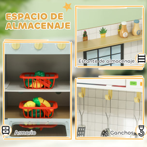 Cocina de Juguete para Niños +3 Años Cocina de Madera Infantil Cocinita Infantil con Sonido Fogón Horno Grifo Fregadero Microondas y Accesorios de Cocina Azul