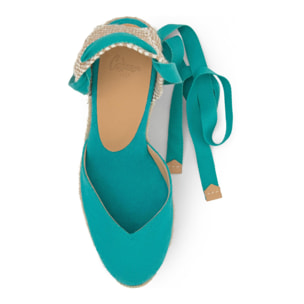 Alpargata de cuña Chiara en algodón orgánico lavado con doble plataforma