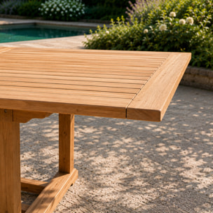 Table en teck rectangulaire extensible 170 cm