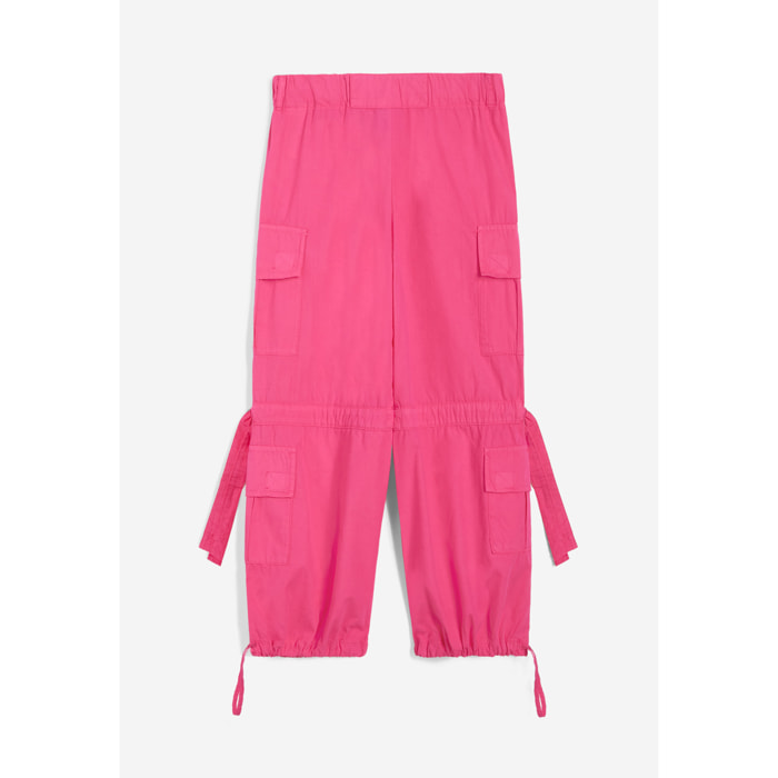 Cargo pants da bambina in popeline di cotone