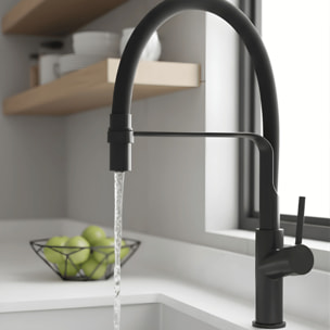 Robinet de cuisine avec douchette PAINI Ortence noir mat