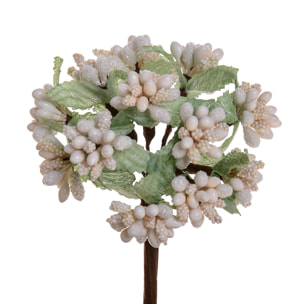 Bacca Pick con Zucchero. Altezza 11 Cm - Pezzi 12 - 7X11X7cm - Colore: Bianco - Bianchi Dino - Fiori Artificiali