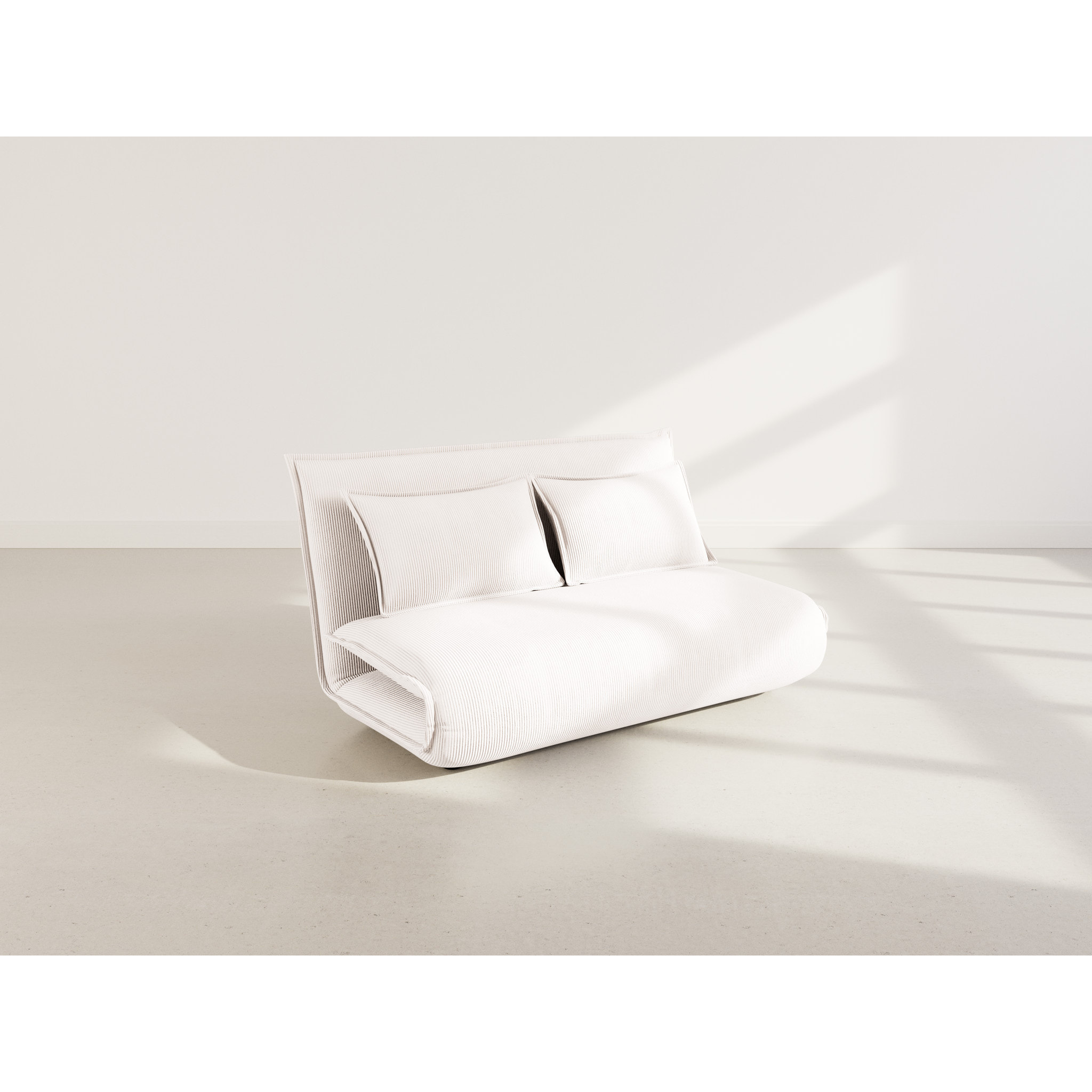 Candice - Banquette 2 places convertible clic-clac en velours côtelé - Beige