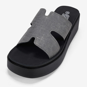 Sandalias plataforma negras con brillo