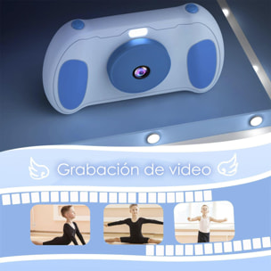 DAM Cámara de fotos y video infantil con juegos incorporados. Cámara dual, 48mpx y videoFull HD. Pantalla de 2,4 pulgadas. 12,5x3,5x7,5 Cm. Color: Azul