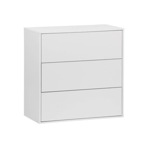 Commode. module de rangement décor bois blanc 3 tiroirs - Kompo