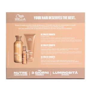 WELLA PROFESSIONALS Set Cofanetto Ultimate Smooth Shampoo 250ml + Conditioner 200ml + Miracle Oil 30ml