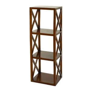 LAUREN - Étagère marron 3 cases 40 cm croisillons bois Mindi
