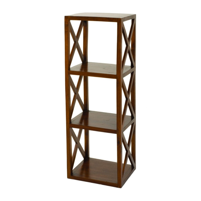 LAUREN - Étagère marron 3 cases 40 cm croisillons bois Mindi