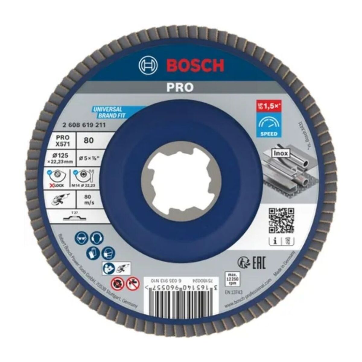 Disque X-Lock lamelle plat Best Metal BOSCH Ø125 Grain 80 - 2608619211