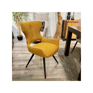 Chaise rotative 180° en tissu doux et pieds en métal noir - SUZIE