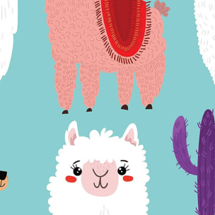 Affiche enfant lamas cartoon alpaga Affiche + cadre en bois - Noir