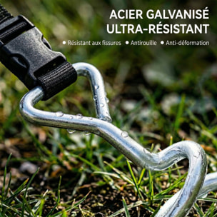 Kit complet d'ancrage trampoline 4 piquets spirales 4 sangles réglables