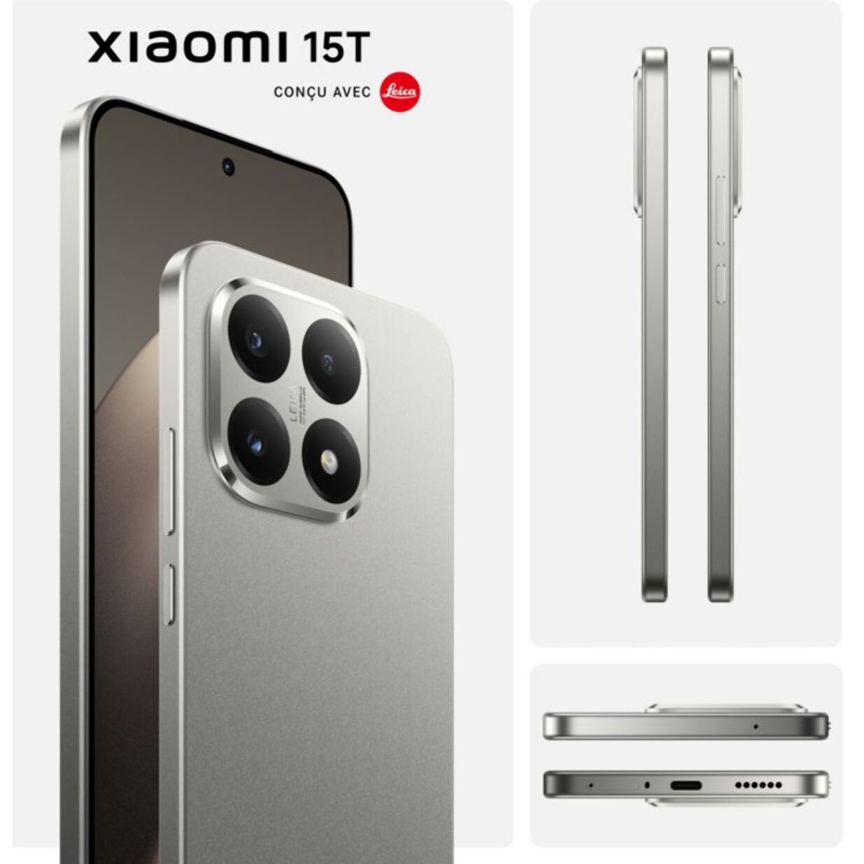 Smartphone XIAOMI 15T conçu avec Leica 5G 256Go Gris