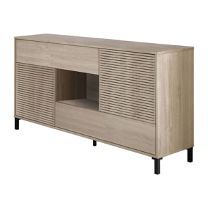 Credenza Waco, Madia moderna a 2 ante, Buffet da soggiorno, Mobile porta TV, Madia con piedini per salotto, cm 151x41h80, Rovere