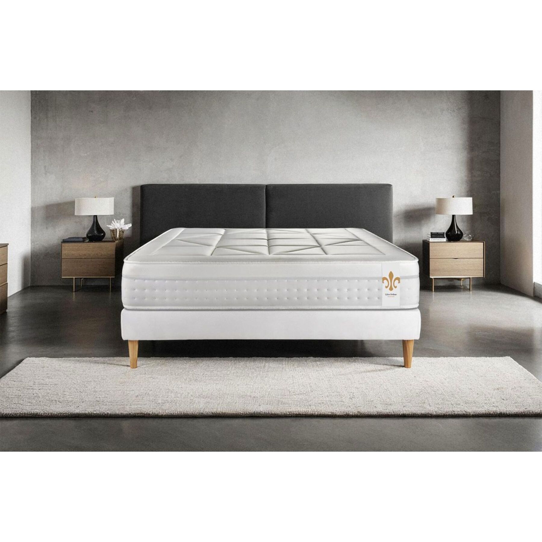 Ensemble Matelas Vingt-Huit - 28cm - Ressorts ensachés et mémoire de forme - Soutien point par point - Sommier Tapissier Blanc