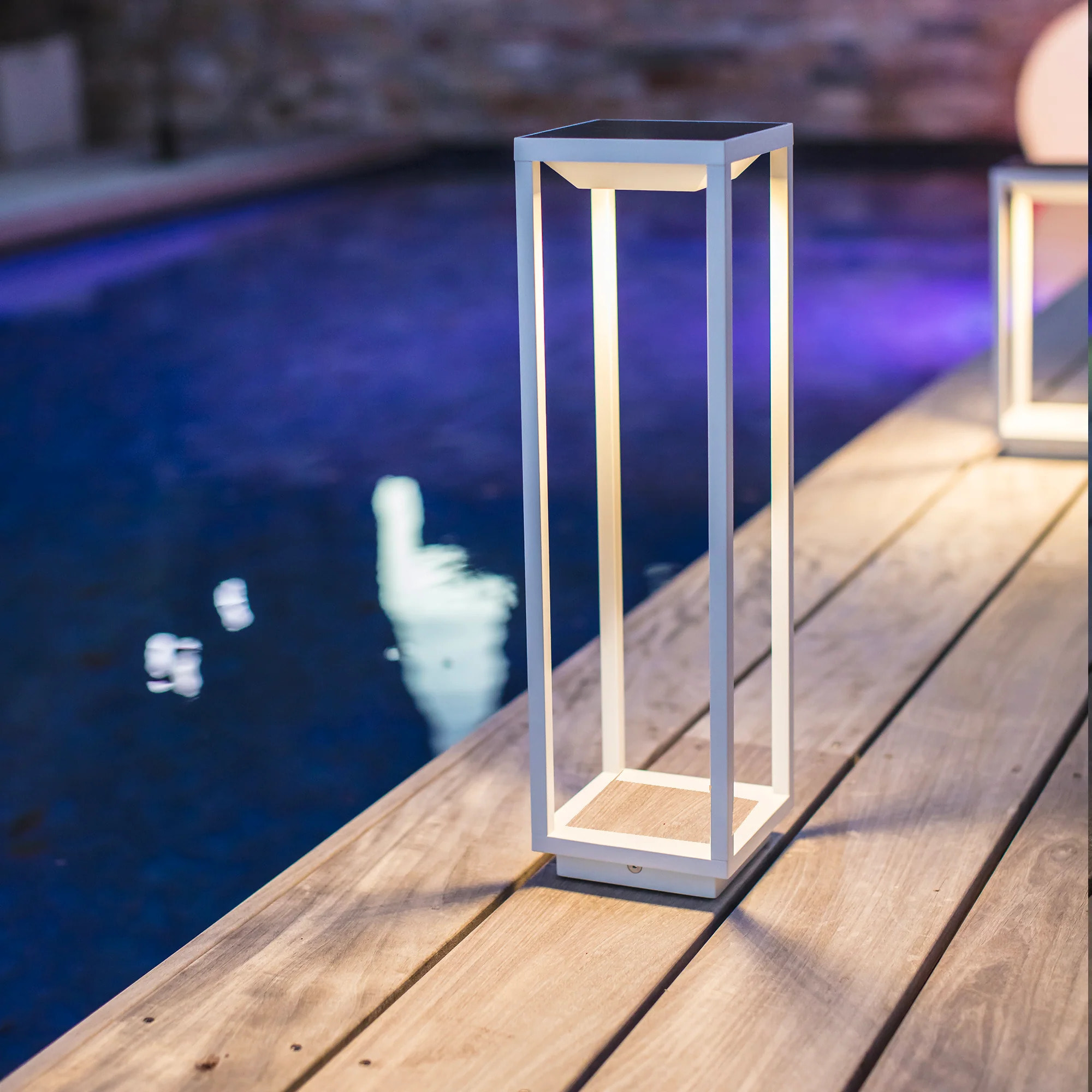 Lanterne sans fil solaire rechargeable HYDRA Blanc H53cm