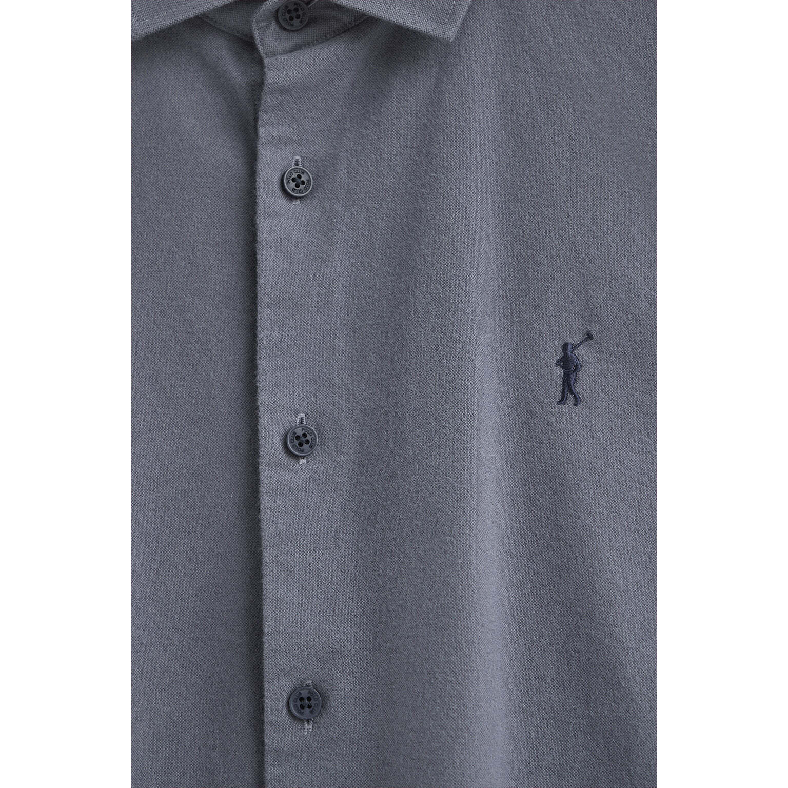 Camicia blu marino slim fit e collo italiano con logo Rigby Go