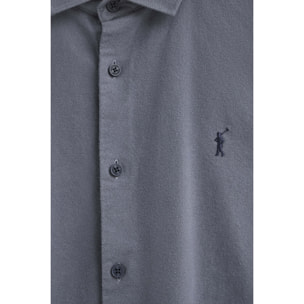 Camicia blu marino slim fit e collo italiano con logo Rigby Go
