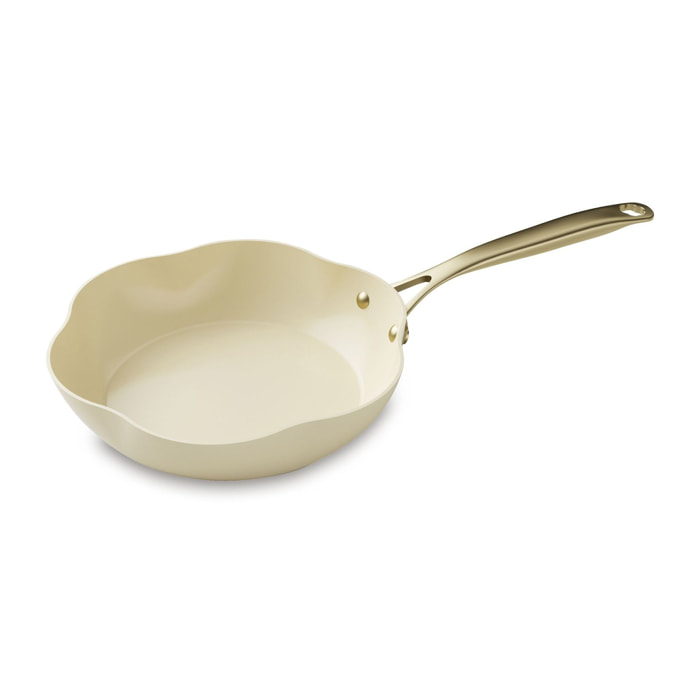 Poêle en aluminium recyclé beige 26cm en forme de fleur DAHLIA