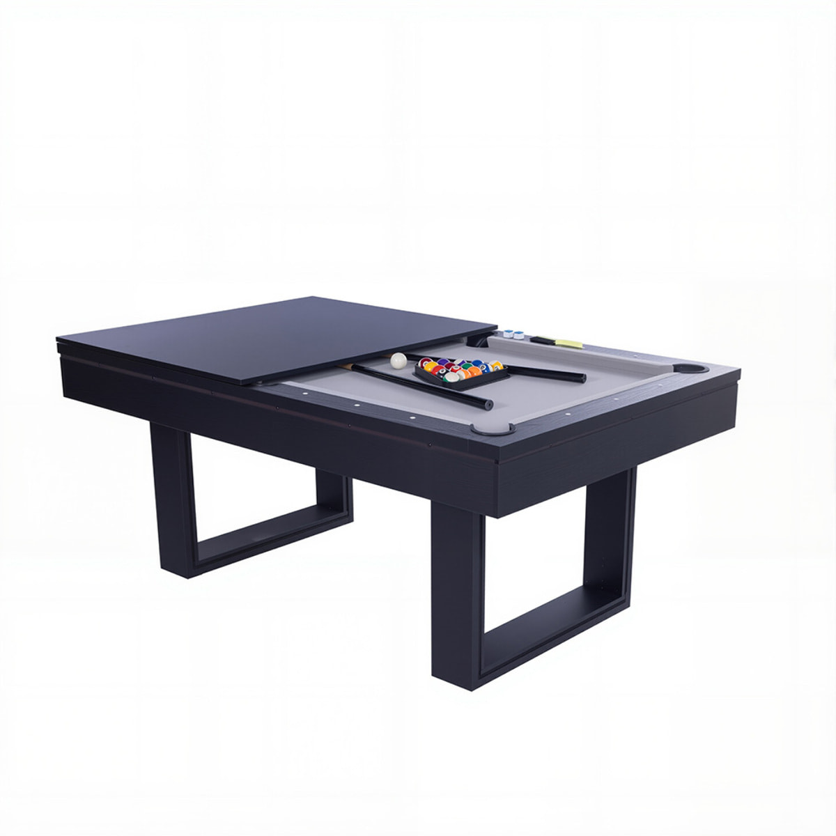 Table multi-jeux 3 en 1 billard et ping-pong en bois noir ARIES