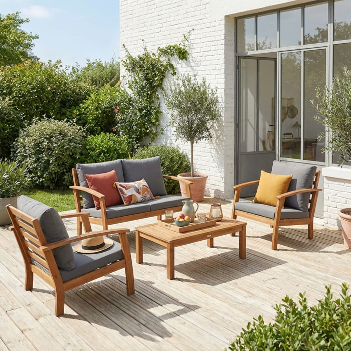 Salon de jardin bois d'acacia 4 places USHUAIA