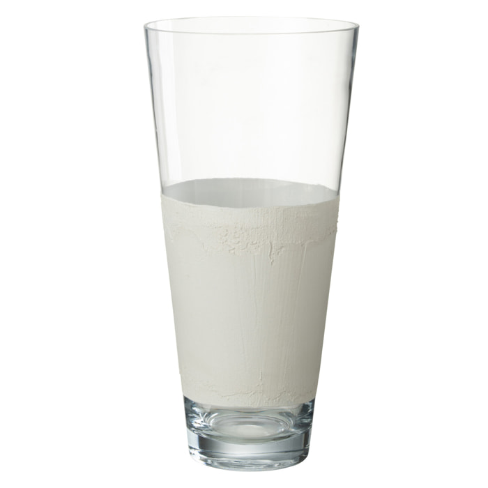 J-Line vase Delph - verre - transparent/blanc - medium - 45 cm de hauteur